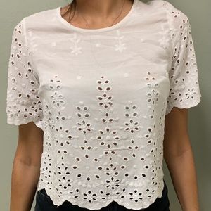 White peekaboo top
